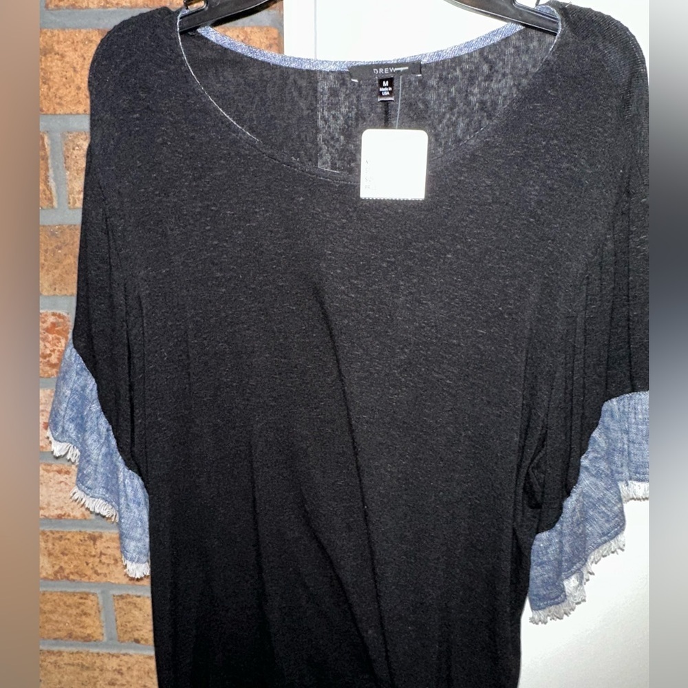 DREW short sleeve with denim ruffle